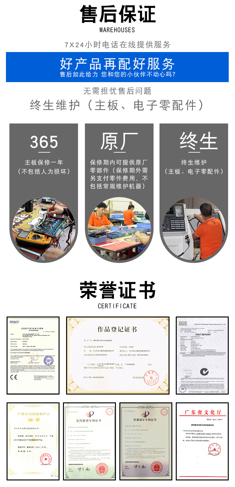 勇闖三關游戲機證書